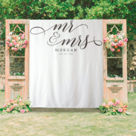Klassisches Script Mr. & Mrs. Wedding Backdrop Ban Wandteppich