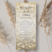 Klassisches Script Wedding Program Gold Bokeh Ligh Einladung