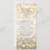 Klassisches Script Wedding Program Gold Bokeh Ligh Einladung (Rückseite)