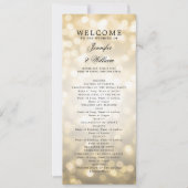 Klassisches Script Wedding Program Gold Bokeh Ligh Einladung (Vorderseite)