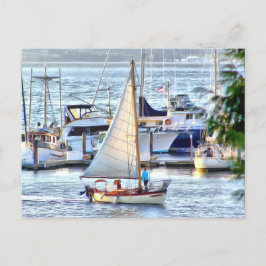 Klassisches Segelboot bei Sunset in Port Hadlock W Postkarte