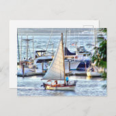 Klassisches Segelboot bei Sunset in Port Hadlock W Postkarte (Vorne/Hinten)