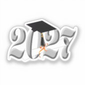Klassisches Silber Abschlussklasse 2027 Aufkleber (Vorderseite)