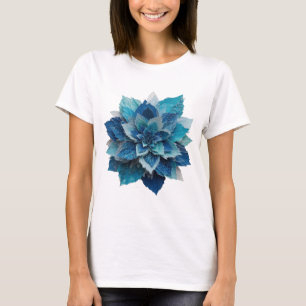 Klassisches Silber BLAUE BLUME Fettes Design T-Shirt
