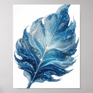 Klassisches Silber BLAUER STERN BLATT Moderne Gest Poster