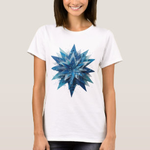 Klassisches Silber BLUE STAR künstlerisches Motiv T-Shirt