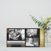 Klassisches Silber & Gold Feiertagskarte (Stehend Vorderseite)