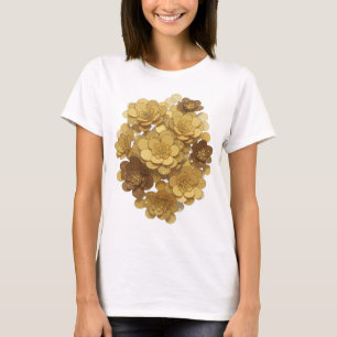 Klassisches Silber GOLDENE BLUMEN Textdesign T-Shirt