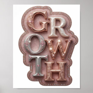Klassisches Silber GROWTH Grafikdesign Poster