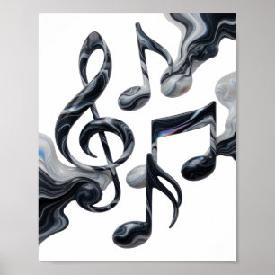 Klassisches Silber MUSIC IN MOTION Kundendesign Poster
