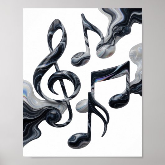 Klassisches Silber MUSIC IN MOTION Kundendesign Poster (Vorne)