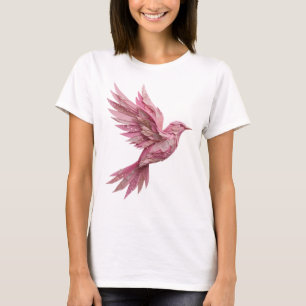 Klassisches Silber PINK BIRD Textdesign T-Shirt