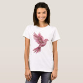 Klassisches Silber PINK BIRD Textdesign T-Shirt (Vorne ganz)