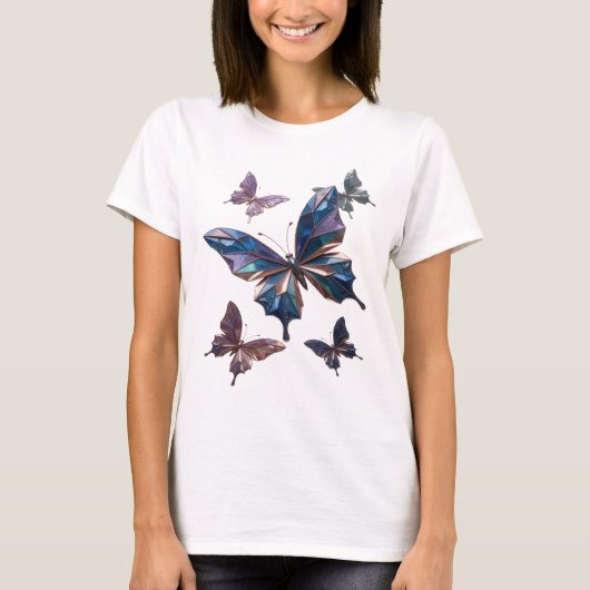 Klassisches Silber SCHMETTERLINGE T-Shirt (Vorderseite)