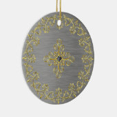 Klassisches Silber und Gold Keramik Ornament (Rechts)