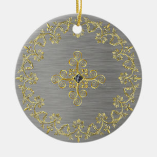 Klassisches Silber und Gold Keramik Ornament