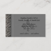 Klassisches Silber und graue Damast-Visitenkarte Visitenkarte (Rückseite)