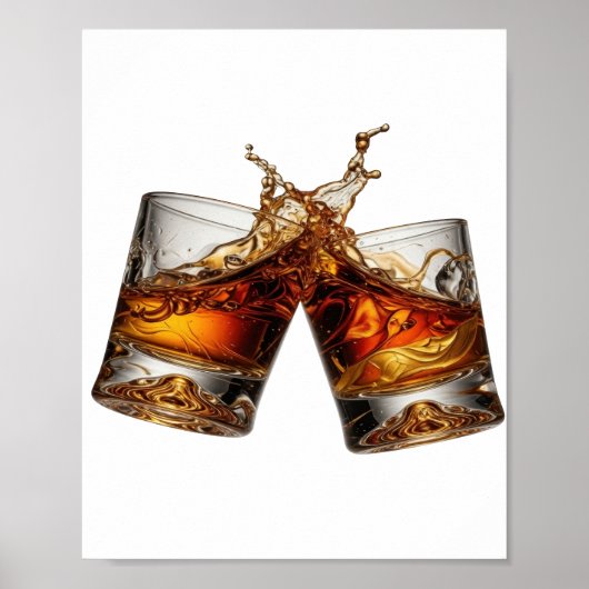 Klassisches Silber WHISKY SPLASH Design Poster (Vorne)