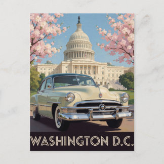 🏛️ Klassisches silbernes Auto Capitol Reise Washi Postkarte