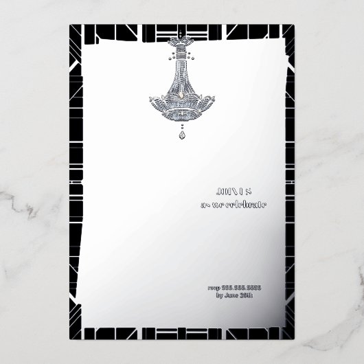 Klassisches SILVER Gatsby Flapper Brautparty Folieneinladung (Vorderseite)