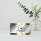 Klassisches Silver Gold Shiny Diamonds Monogram Fo Visitenkarte