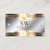 Klassisches Silver Gold Shiny Diamonds Monogram Fo Visitenkarte