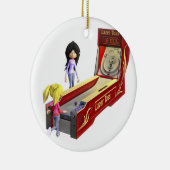 Klassisches Ski-Ball-Spiel mit dem Mädchen-Spielen Keramik Ornament (Rechts)