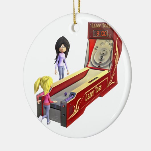 Klassisches Ski-Ball-Spiel mit dem Mädchen-Spielen Keramik Ornament (Links)