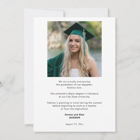 Klassisches Skript 2 Fotos Klasse 2024 Abschluss Ankündigung (Rückseite)