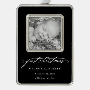 Klassisches Skript-Baby-1. Rahmen-Ornament Silber