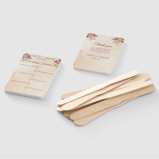 Klassisches Skript BOHO Hochzeitsprogramm und Zeit Fächer (Non-assembled)