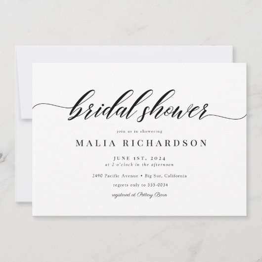 Klassisches Skript-Brautparty Einladung (Vorderseite)