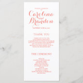 Klassisches Skript | Coral Pink Hochzeitsprogramme Programm (Vorderseite)