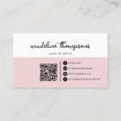 Klassisches Skript Dual Tone Pink Black Script QR Visitenkarte (Rückseite)