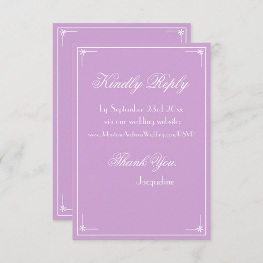 Klassisches Skript einfache schicke Hochzeitswebsi Begleitkarte (Vorne/Hinten)