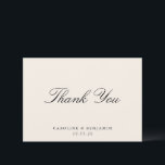 Klassisches Skript Elegant Wedding Custom Ivory Dankeskarte<br><div class="desc">Stilvolle formale klassische traditionelle Skripte Elegante Hochzeit Einladung Custom Vielen Dank Notizen in Elfenbeincreme</div>