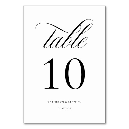 Klassisches Skript Elegant Wedding Tischnummer 10 (Vorderseite)