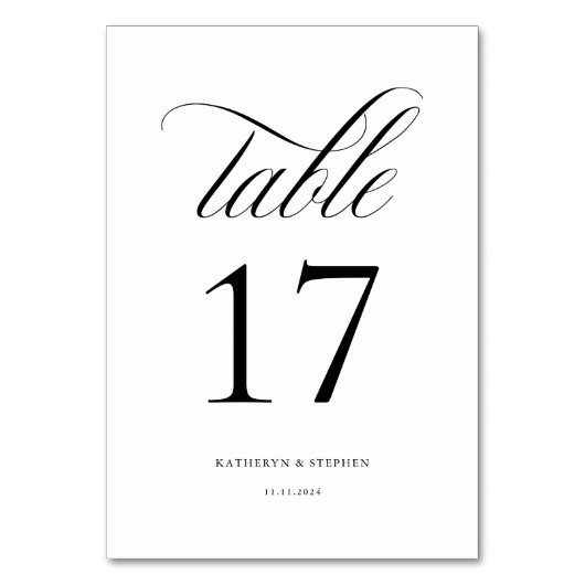 Klassisches Skript Elegant Wedding Tischnummer 17 (Rückseite)