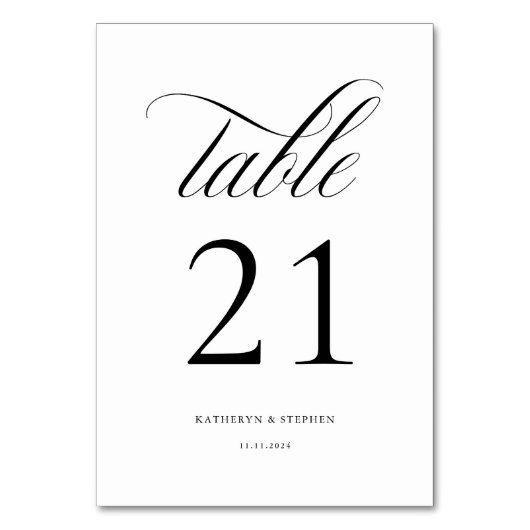 Klassisches Skript Elegant Wedding Tischnummer 21 (Rückseite)