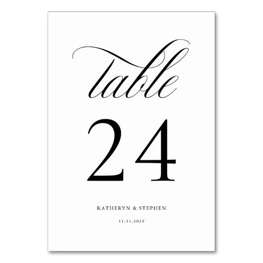 Klassisches Skript Elegant Wedding Tischnummer 24 (Rückseite)