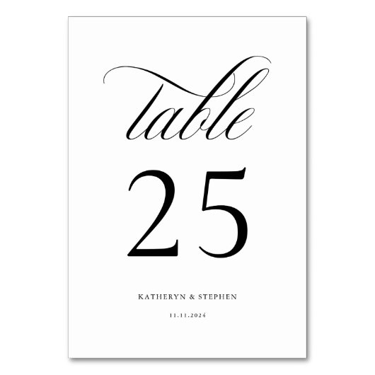 Klassisches Skript Elegant Wedding Tischnummer 25 (Rückseite)