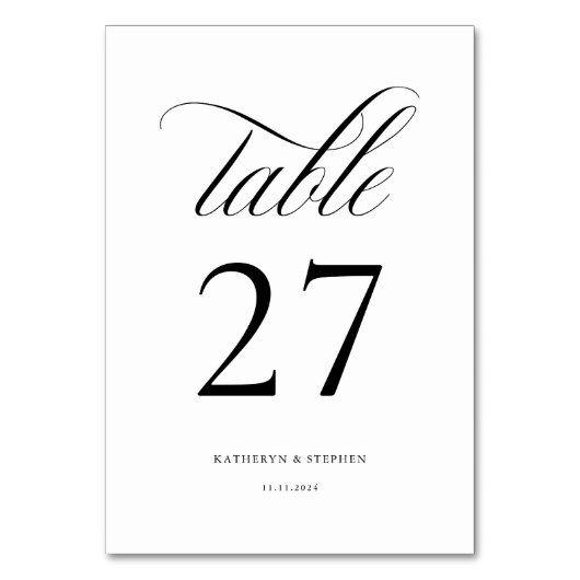 Klassisches Skript Elegant Wedding Tischnummer 27 (Rückseite)