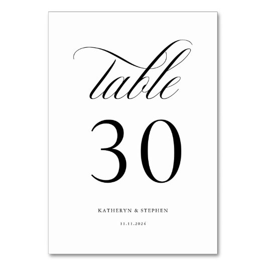 Klassisches Skript Elegant Wedding Tischnummer 30 (Rückseite)
