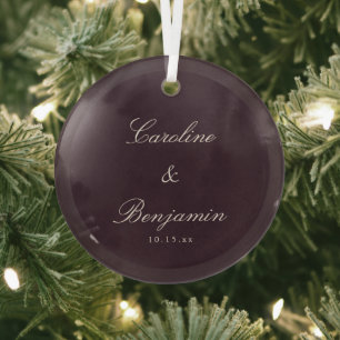 Klassisches Skript Elegante Pflaume Hochzeit indiv Ornament Aus Glas