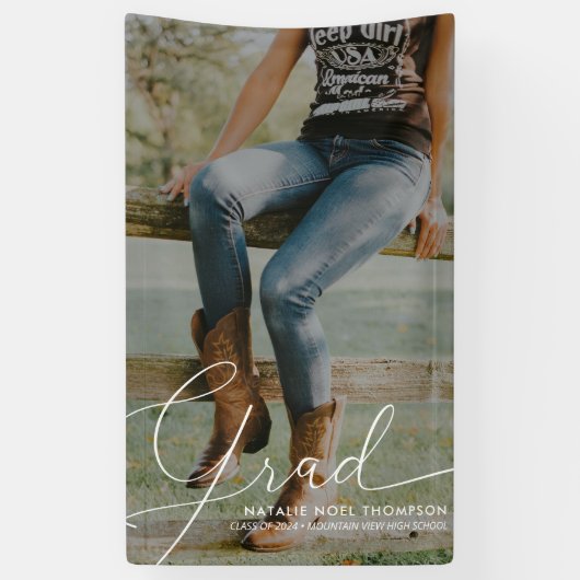 Klassisches Skript-Foto Moderne Coole Graduierungs Banner (Vertikal)