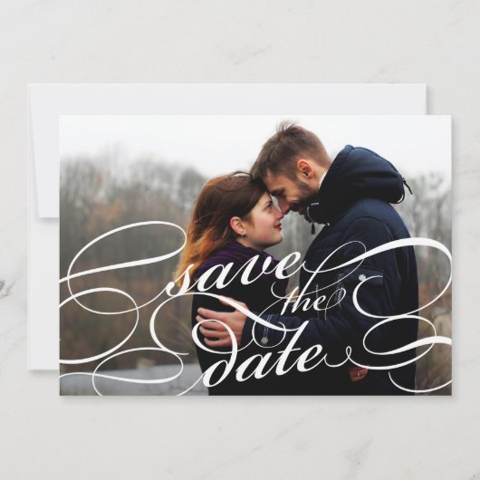 Klassisches Skript | Foto Save the Date Karte (Vorderseite)