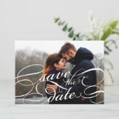 Klassisches Skript | Foto Save the Date Karte (Stehend Vorderseite)