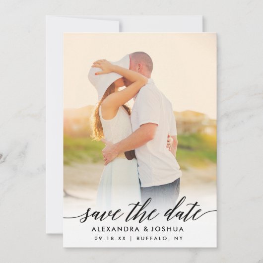 Klassisches Skript-Foto Save the Date Portrait (Vorderseite)