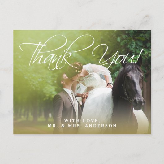 Klassisches Skript | Foto Wedding Vielen Dank Post Postkarte (Vorderseite)