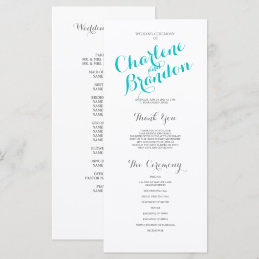 Klassisches Skript | Hochzeitsprogramm Programm (Vorne/Hinten)